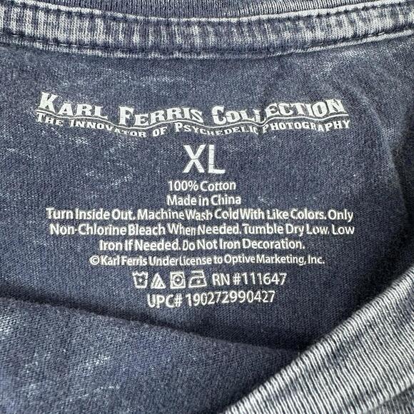 Jimi Hendrix Shirt Womens XL Blue Acid Wash Karl Ferris Pyschedelic Photography - Picture 3 of 6